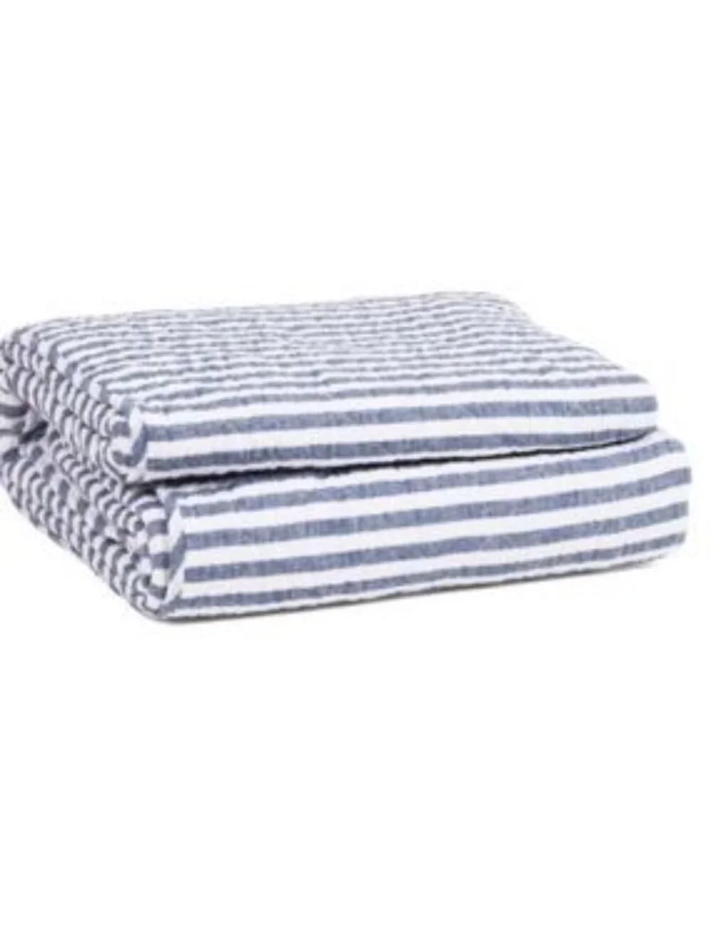 Brooks Brothers Navy and White Striped Linen-Cotton Quilt Set